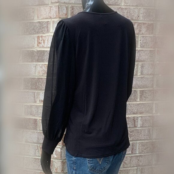 Calvin Klein M9HH7844 Crew Neck Chiffon Sleeve Blouse Sz S - Picture 9 of 16